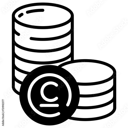 Som Dollar coin glyph and line vector illustration