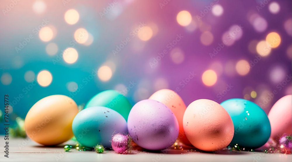 Beautiful Easter eggs for the holiday. Selective focus.