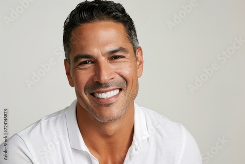 Studio portrait of a man. Background with selective focus and copy space