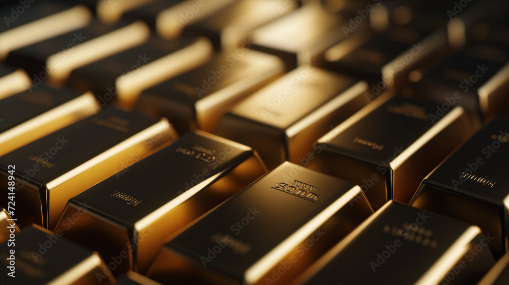 Stacked gold bars on dark background Stacked gold bars on dark background