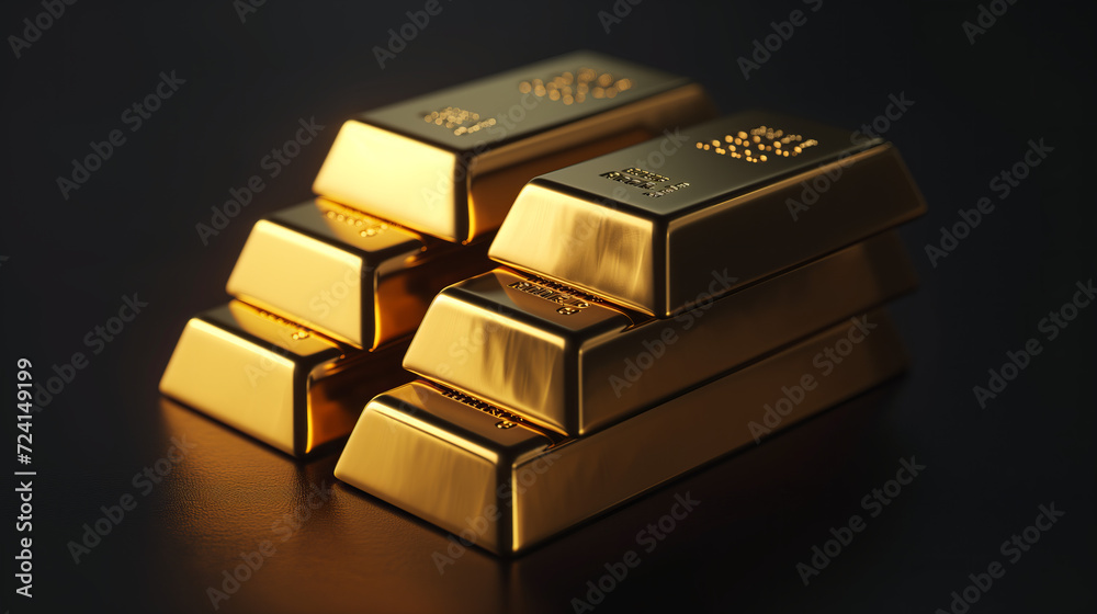 Stacked gold bars on dark background Stacked gold bars on dark background
