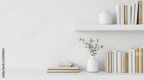 Minimalist Bookshelf with Potted Plant © Julia Jones