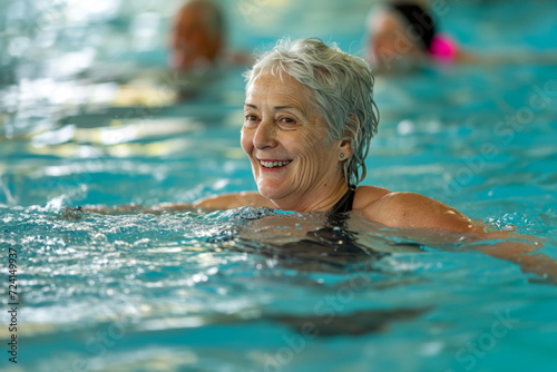 Senior Woman Embracing Fitness in the Pool