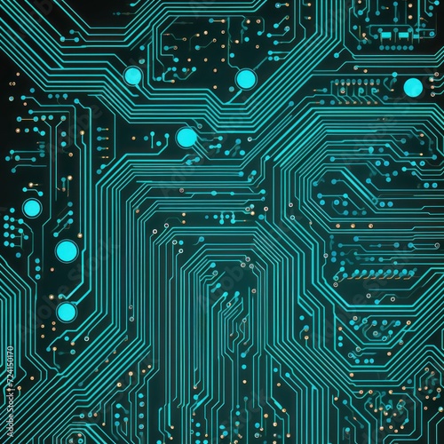turquoise microchip pattern, electronic pattern, vector illustration