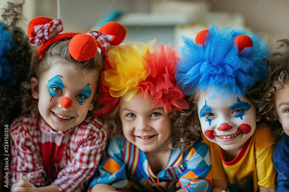 Birthday Party with Kids Dressed Up Like Clown