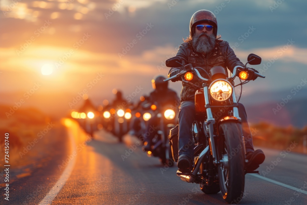Portrait of a male biker, strength freedom, and individuality on the open road, adventurous spirit and the rebellious allure of the motorcycle, masculinity in motion. Portrait of a male biker, strength freedom, and individuality on the open road, adventurous spirit and the rebellious allure of the motorcycle, masculinity in motion.
