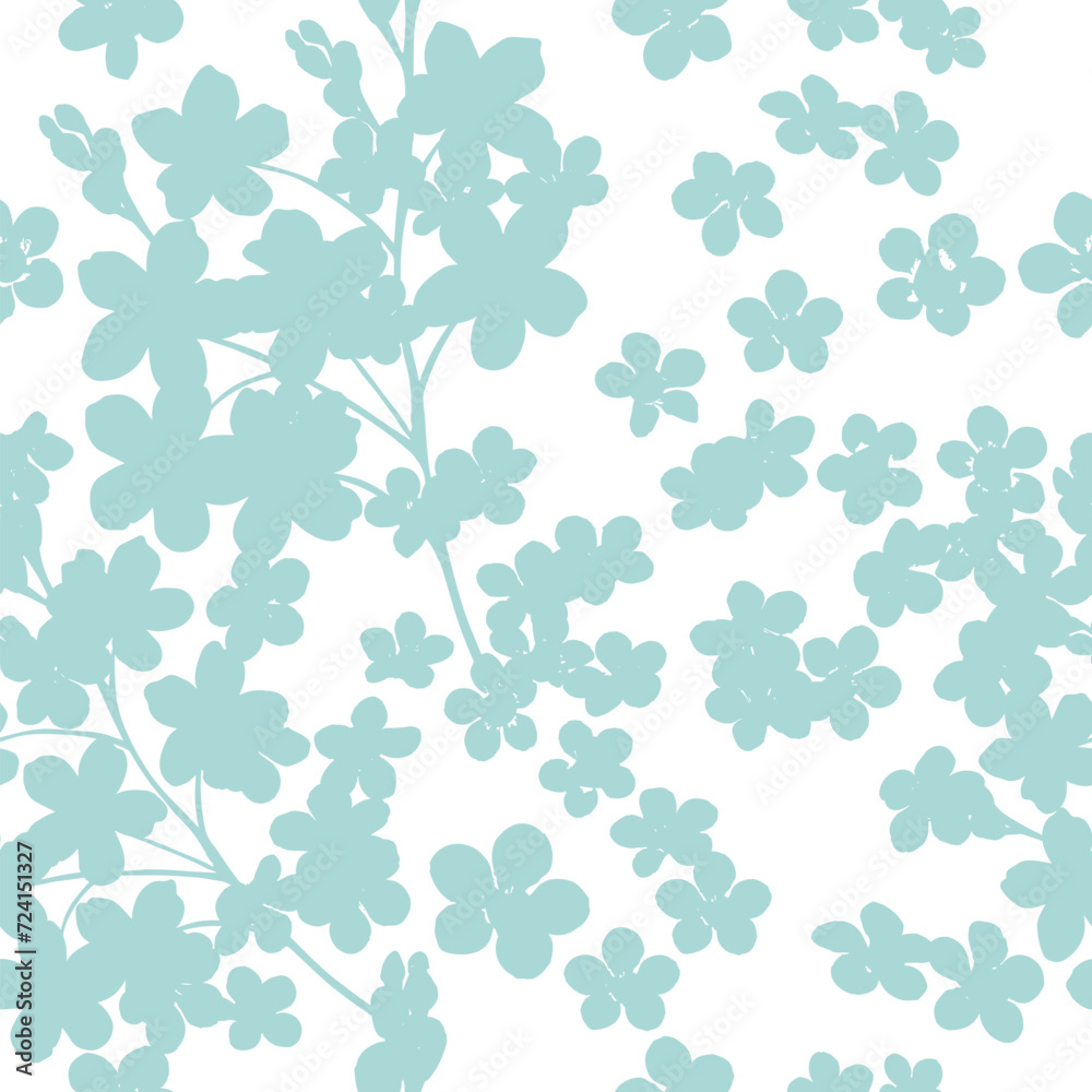 Seamless background with small blue flowers. hand drawing. Not AI, Vector illustration Seamless background with small blue flowers. hand drawing. Not AI, Vector illustration