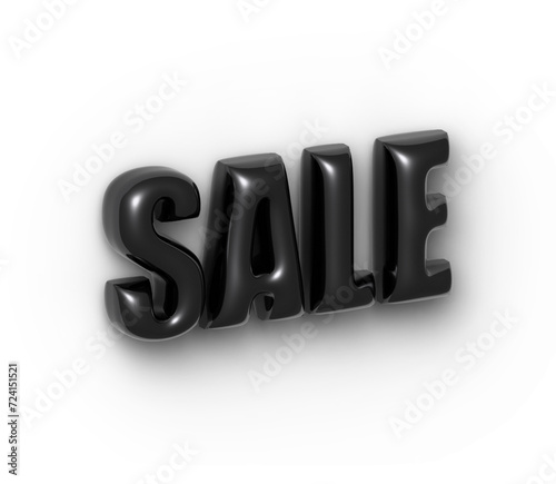 3D SALE word vector. Black metal inflated letters. 
