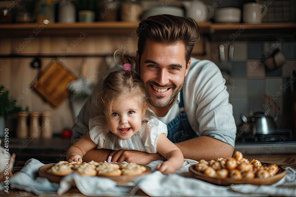 Father and Daughter Enjoying Kitchen Moments