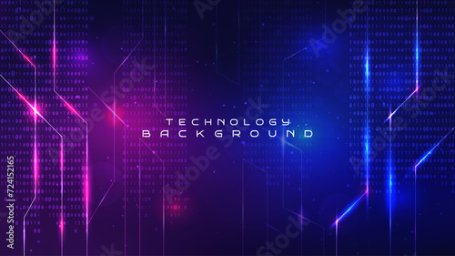 Vector illustration. Binary code background. Software programming concept. Glowing numbers, lines. Digital data. Technological design element for website template, web banner, advertising wallpaper