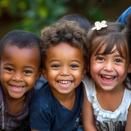 Different races group of young children