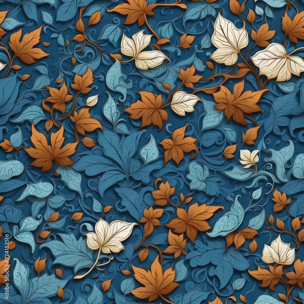 abstract floral background in cream and blue