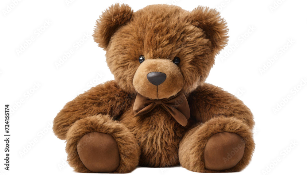 Fototapeta premium Brown teddy bear with bow tie isolated on transparent background.