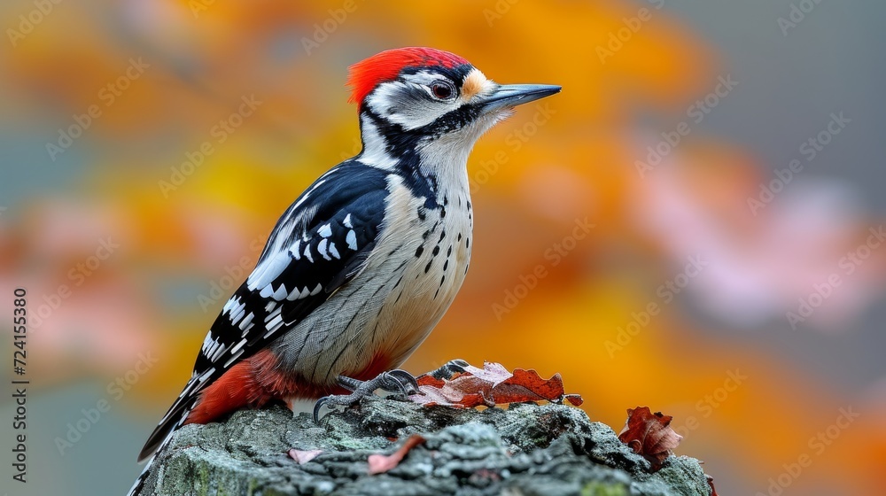 Middle Spotted Woodpecker in Its Natural Habitat Generative AI