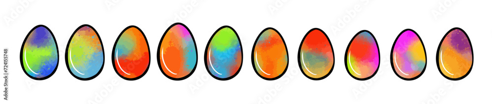 Set of Easter watercolor eggs. hand drawing. Not AI. Vector illustration Set of Easter watercolor eggs. hand drawing. Not AI. Vector illustration