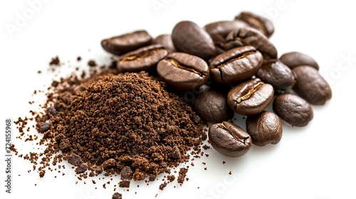heap of ground coffee and beans as a background closeup, coffee background, coffee and beans as a background, coffee powder background, coffee banner, coffee ads, coffee powder, coffee, brown, bean