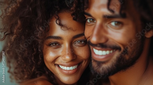 Cheerful couple hugging and smiling Generative AI