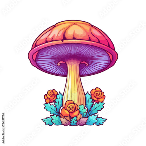 mushrooms in grass isolated vector illustration