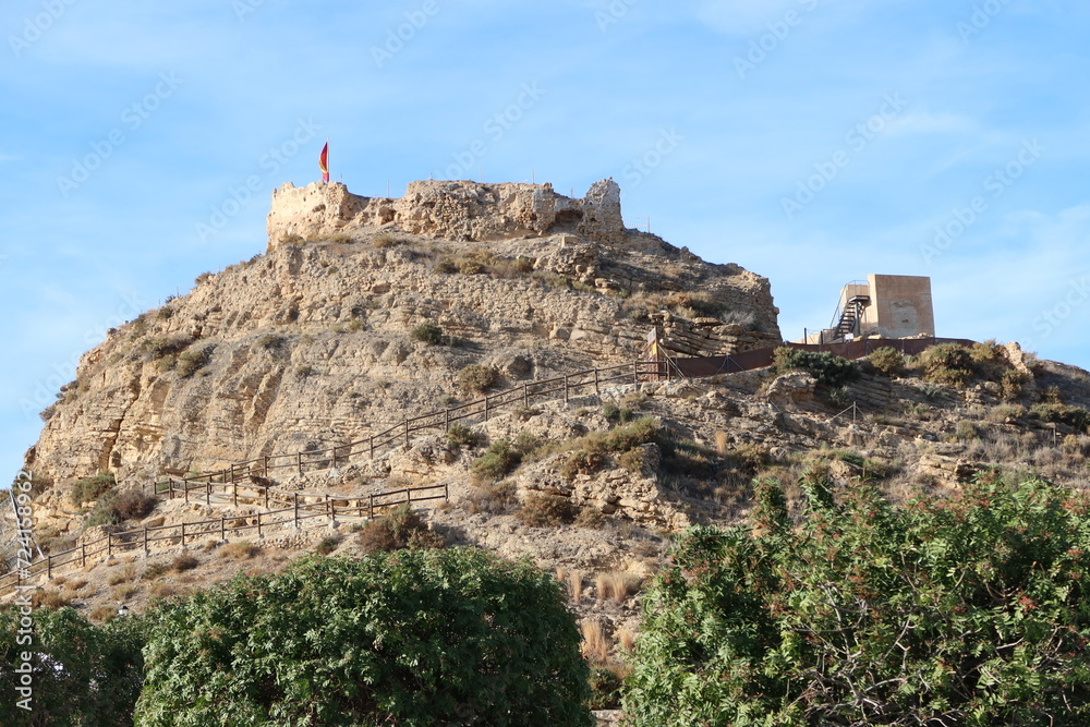 Busot, Alicante, Spain, January 28, 2024: Ruins of Busot castle, Alicante, Spain