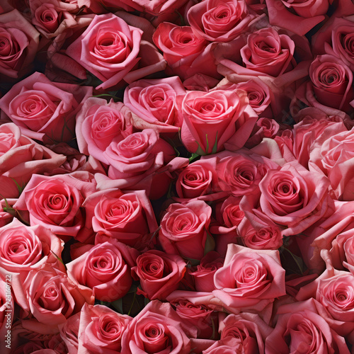 Hyper Realistic Compact Pink Roses Seamless Pattern