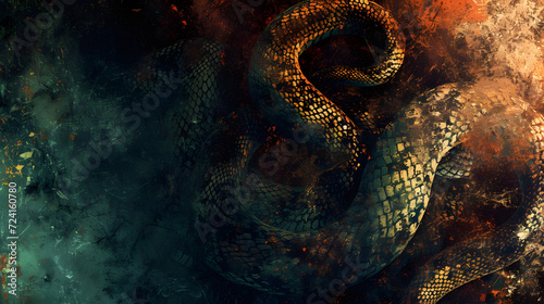 A Painting of a Snake on a Dark Background