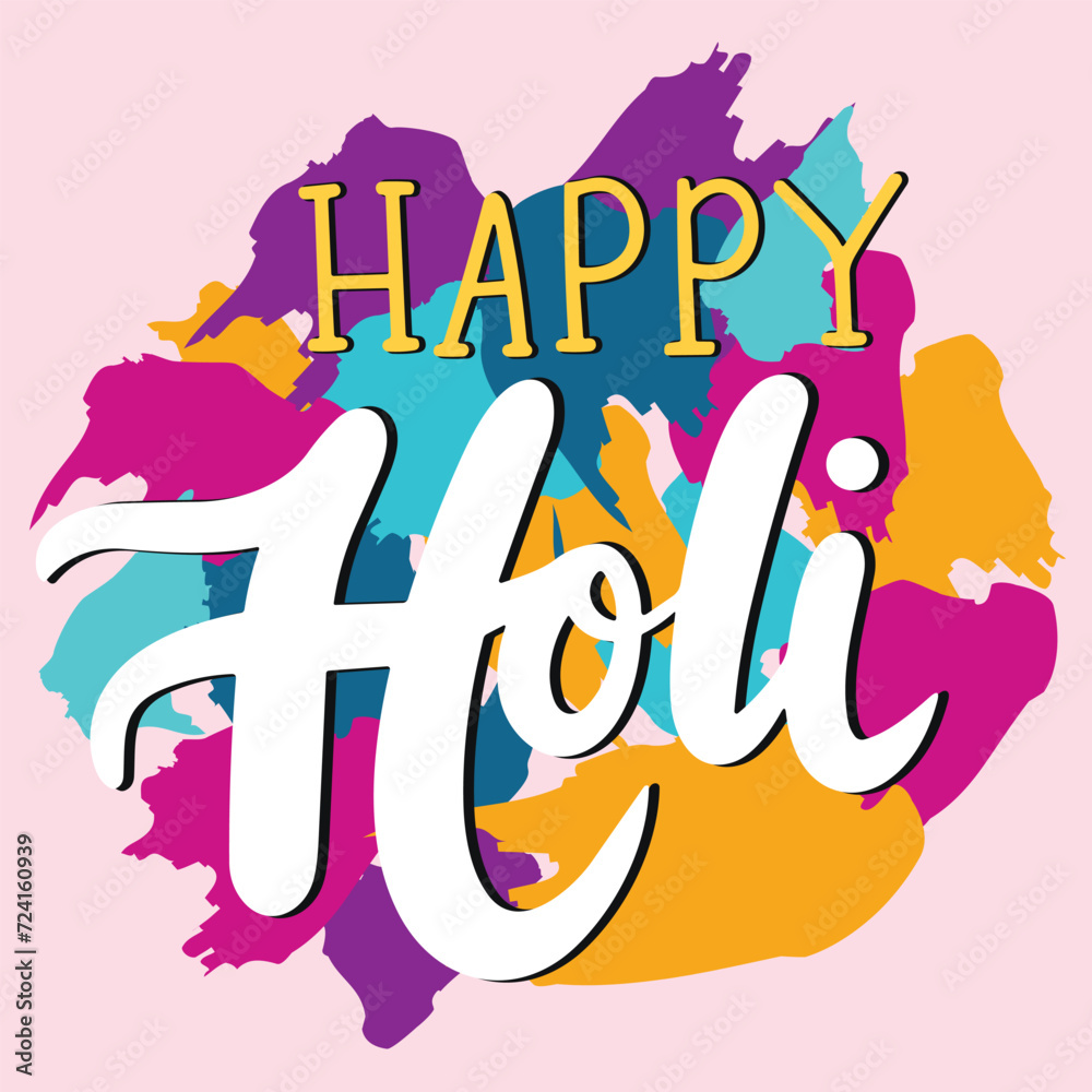 Holi Festival inscription. Handwriting text banner Holi Festival square composition. Hand draw vector art. Holi Festival inscription. Handwriting text banner Holi Festival square composition. Hand draw vector art.