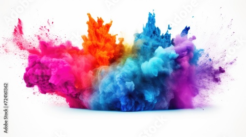 A vibrant group of colored powders gracefully soar through the air. Perfect for adding a burst of color and energy to any project