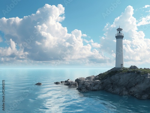Landscape photograph of the Lighthouse on a peninsula near the ocean.