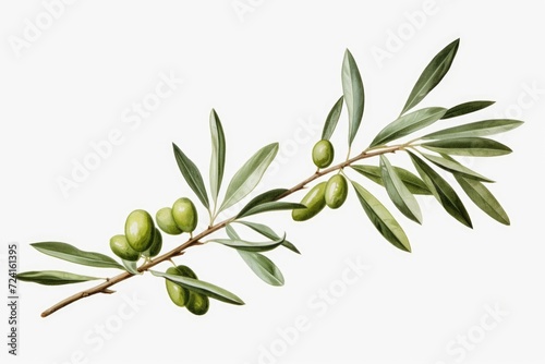 A branch of olives with green leaves, perfect for use as a symbol of peace and prosperity