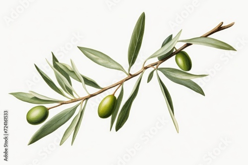 An olive branch with green olives. Perfect for Mediterranean-themed designs and concepts