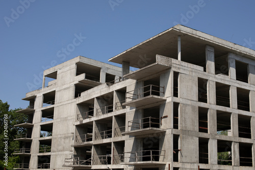 Residential building under construction, unfinished apartment building