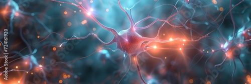 Abstract image of neurons, nerve cells - thinking process concept photo