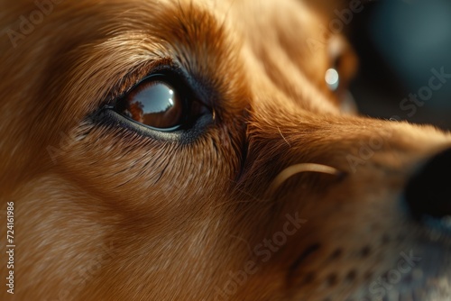 A close up shot of a dog's face with a blurry background. Can be used in various contexts