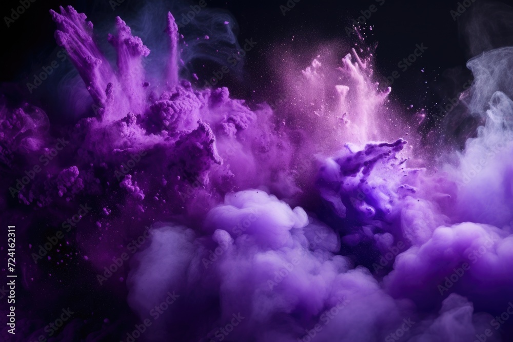 Fototapeta premium A vibrant purple and black background with swirling smoke in the air. Perfect for adding a touch of mystery and intrigue to any project