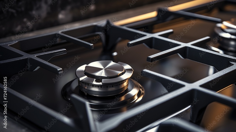 A close-up view of a gas stove with pots placed on top. Suitable for cooking and kitchen-related themes A close-up view of a gas stove with pots placed on top. Suitable for cooking and kitchen-related themes