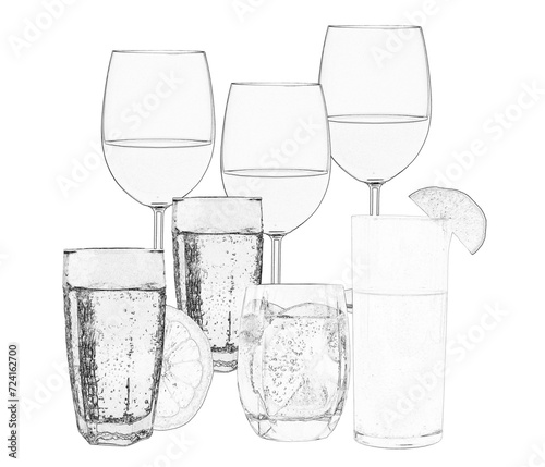 Variety of stylized glasses for party's