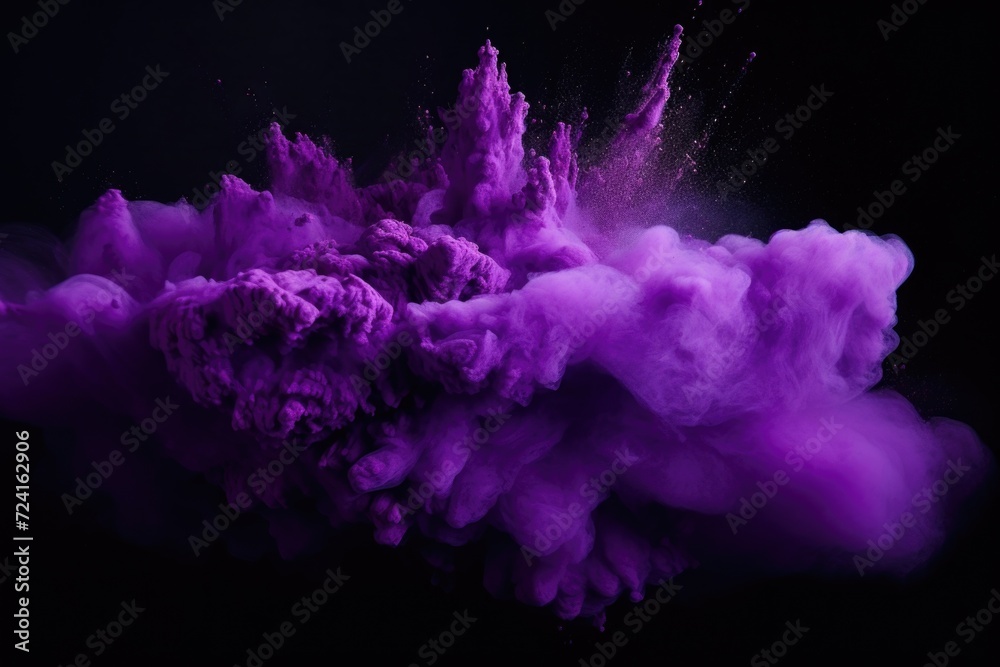A purple cloud of smoke suspended in the air. Suitable for various uses