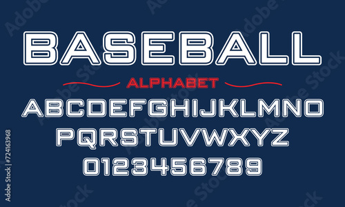 Editable typeface vector. Baseball sport font in american style for football, baseball or basketball logos and t-shirt. 