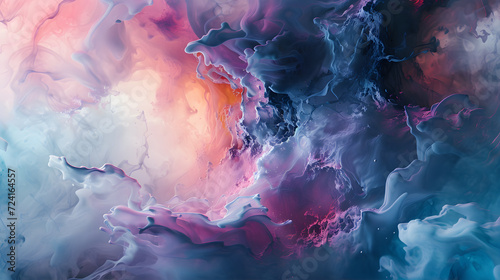 Abstract Painting With Blue, Pink, and Purple Colors