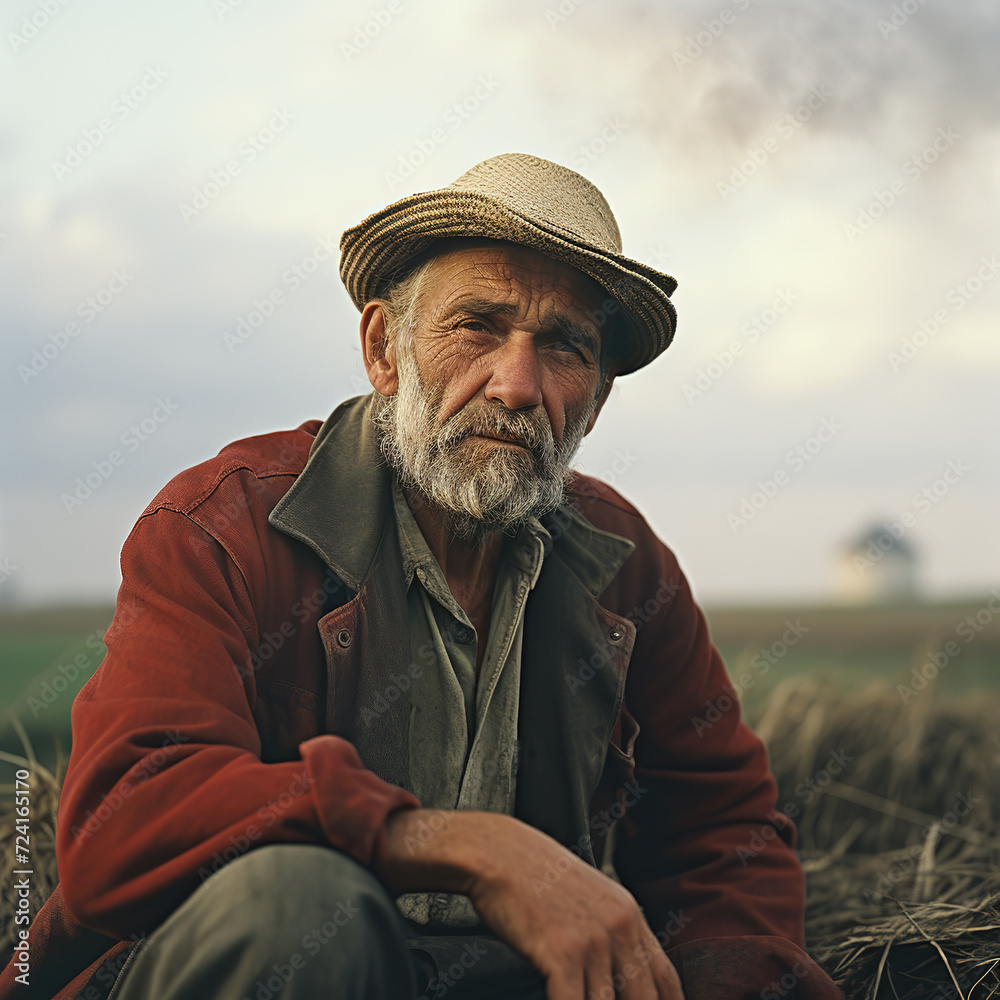 A man wearing a red clothing smoke a pipe. Generative AI A man wearing a red clothing smoke a pipe. Generative AI