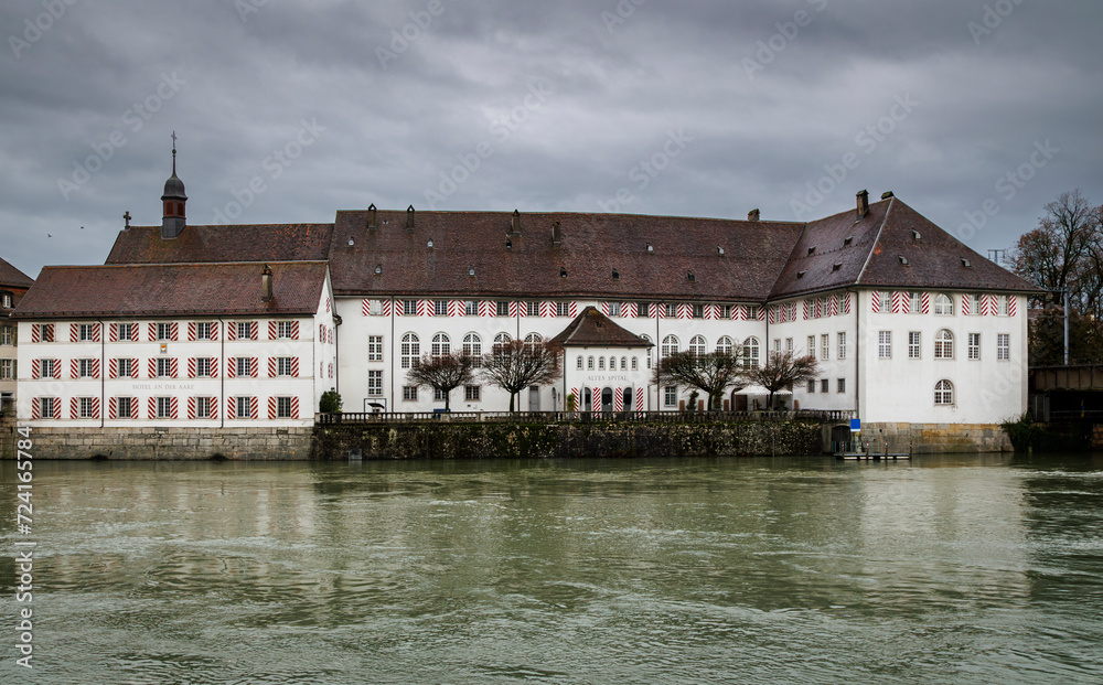 Old hospital and hotel in Solothurn at the river Aare