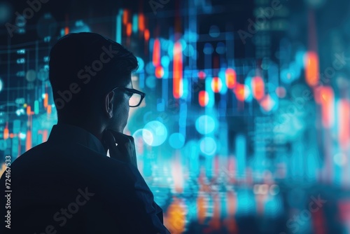 Businessman analyzing financial graph