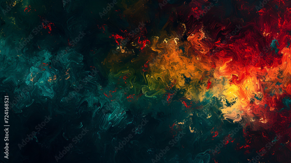 Abstract Painting With Red, Yellow, and Green Colors