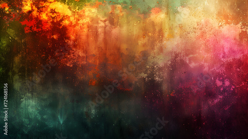Abstract Painting of Colorful Trees in a Forest