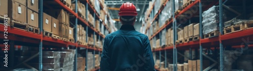 Worker Overseeing Warehouse Operations photo