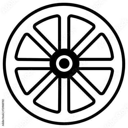 Wagon wheel glyph and line vector illustration