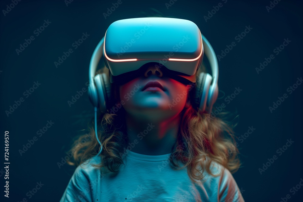 Child Experiencing Virtual Reality with VR Headset