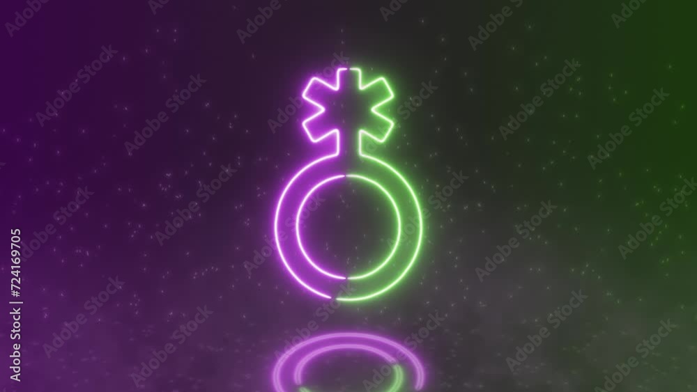Neon Genderqueer Symbol Icon with a Particle Background. Gender Indicator. Gender Diversity and Equality. Neon Sign. Neon Green and Pink Genderqueer Sing. Neon Genderqueer Symbol Icon with a Particle Background. Gender Indicator. Gender Diversity and Equality. Neon Sign. Neon Green and Pink Genderqueer Sing.