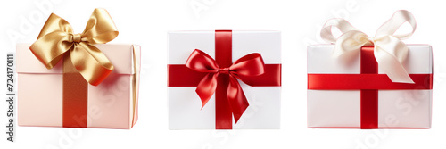Set of white color premium gift box with ribbon isolated on a  transparent background © ANILCHANDRO