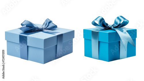 Set of Blue color premium gift box with blue ribbon isolated on a  transparent background © ANILCHANDRO